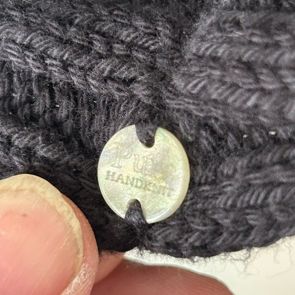 Pure Hand-knit |  Black Cardigan Sweater with Ribbed Texture | Size Large - Picture 7 of 8